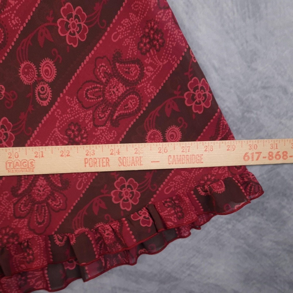 Vntg Whimsy Fairy Dress Womens Large Red Paisley Chiffon Sheer Babydoll Grunge - Picture 14 of 16